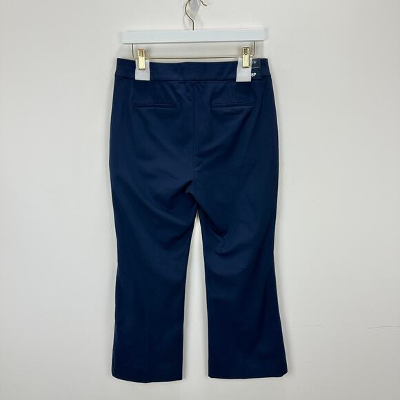 J.Crew Petite Kelsey Cotton Blend Flare Pant High Waist Navy Slim Crop US 8 NWT - Picture 8 of 13